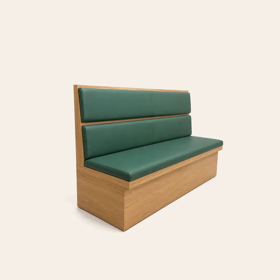 Jade Two-Roll Booth on Oak