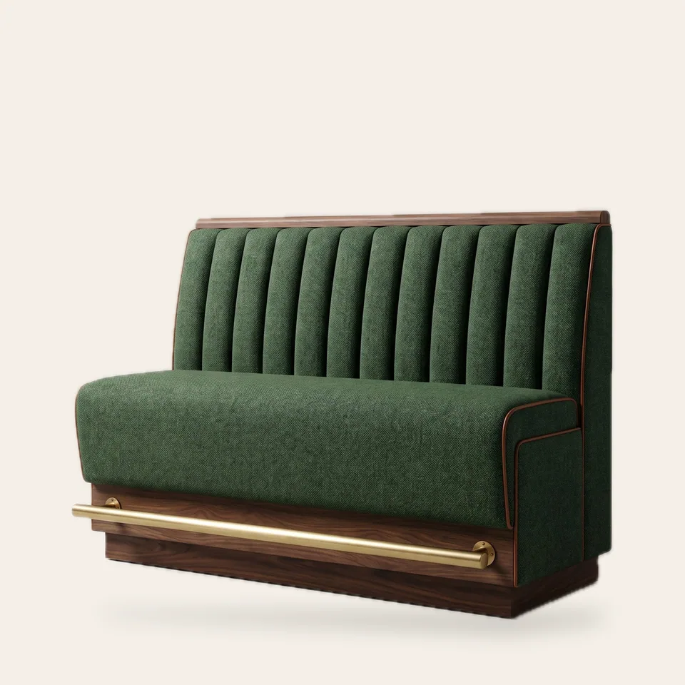 Pine Channel Booth with Brass Rail